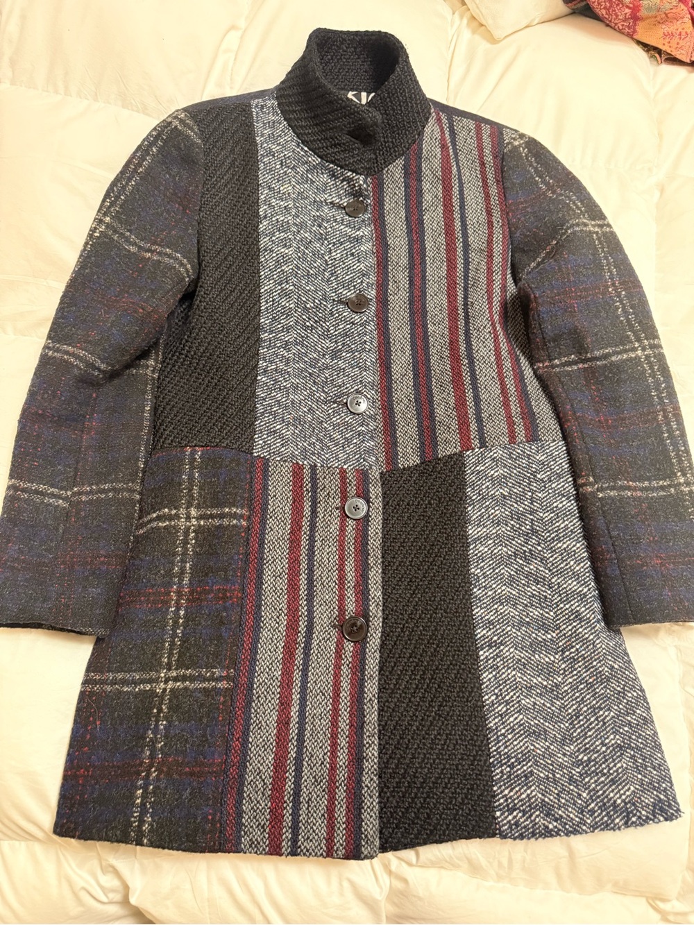 Desigual Janna Patchwork Wool m-Blend Coat - 40 - Picture 11 of 11